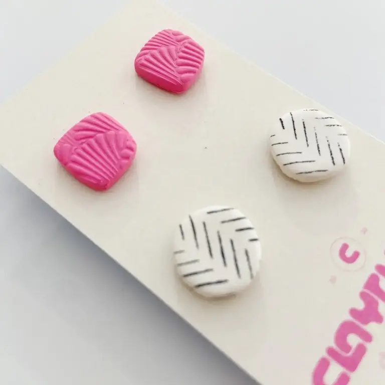 Clay Things Clay Things Double Stud Pack Pink / White