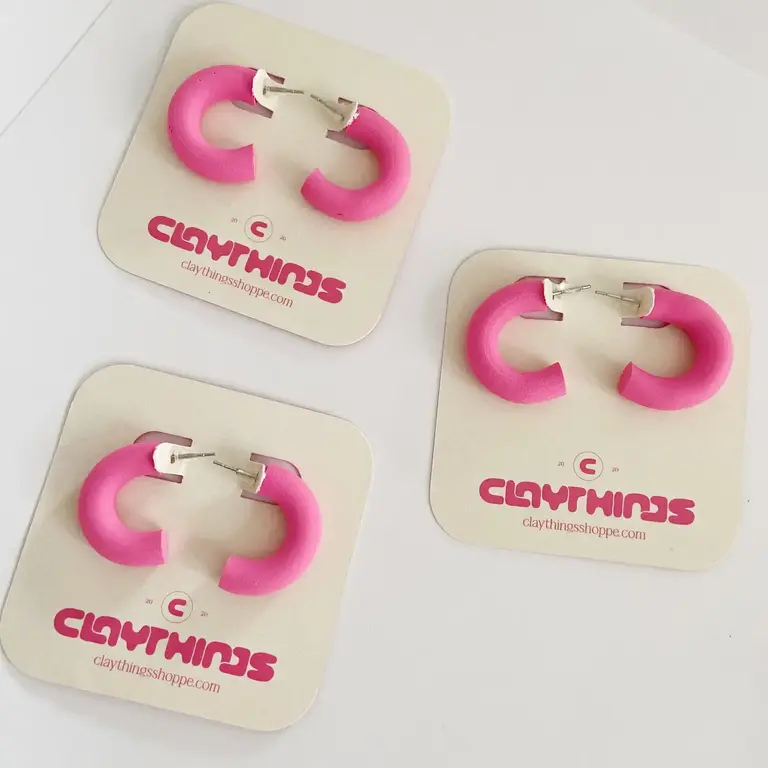 Clay Things Clay Things Simple Hoops Hot Pink
