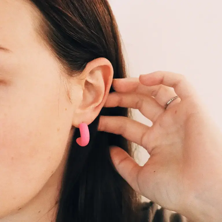 Clay Things Clay Things Simple Hoops Hot Pink