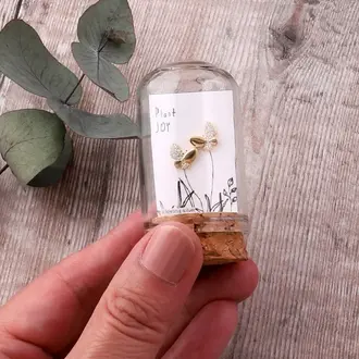 Attic Attic Plant Joy Crystal / Gold Butterfly Studs