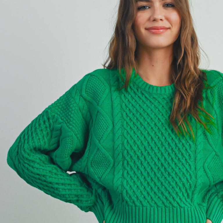 Buttermelon Buttermelon Cable Knit Sweater Green