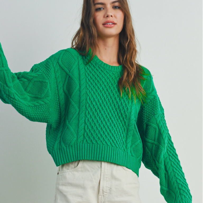 Buttermelon Buttermelon Cable Knit Sweater Green