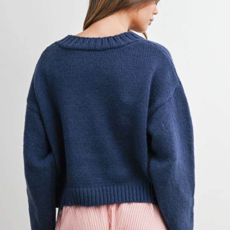 Buttermelon Buttermelon Embroidered Heart Cardigan Navy