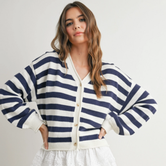Buttermelon Buttermelon Striped Cardigan Navy