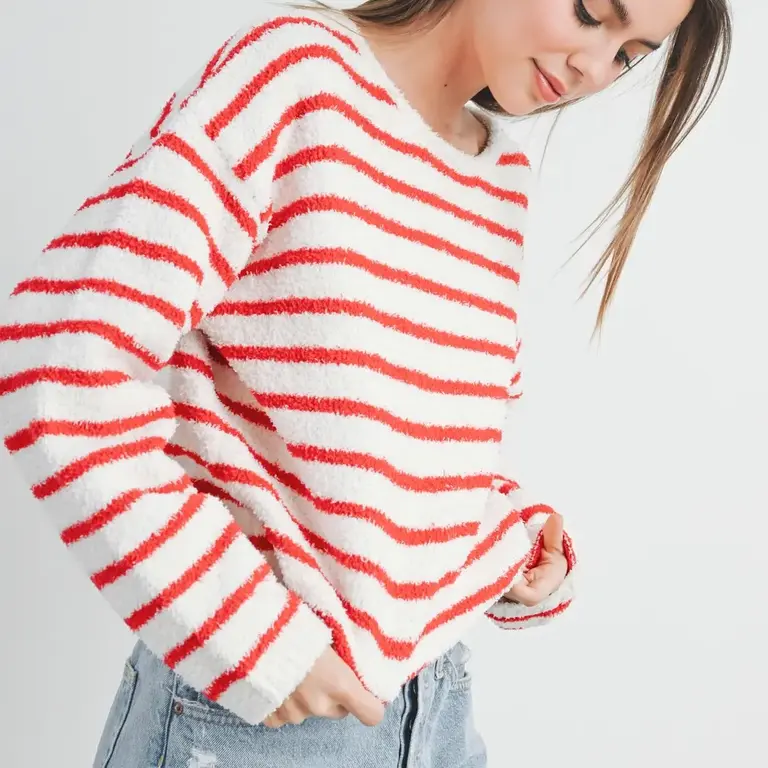 Buttermelon Buttermelon Striped Knit Sweater Red