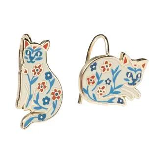 Yellow Owl Yellow Owl  Floral Cat Earrings