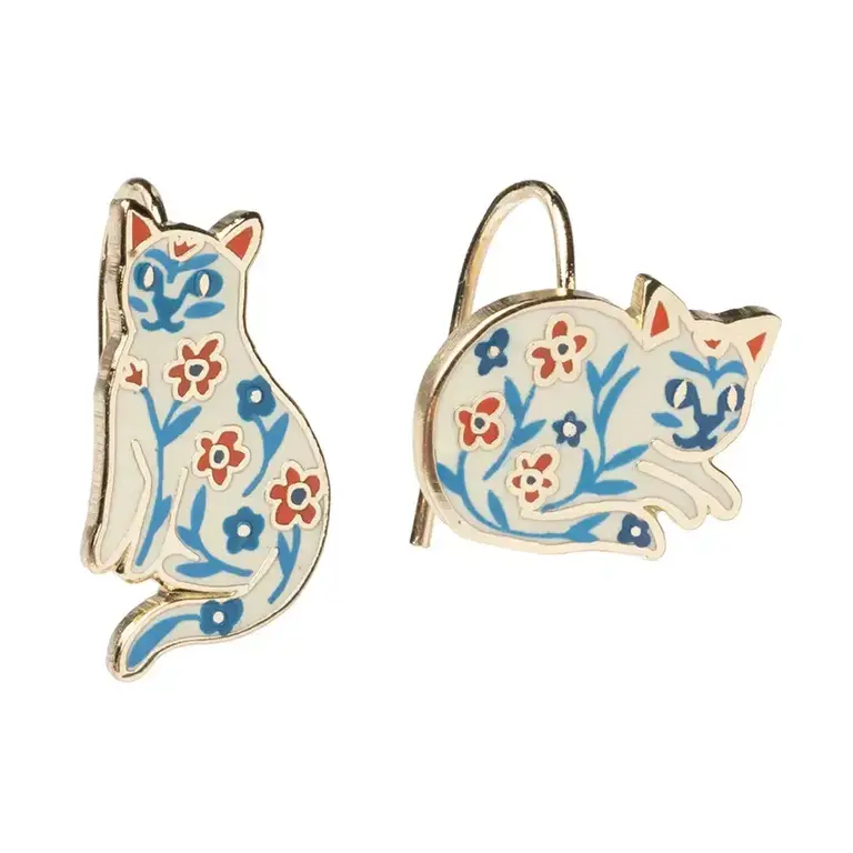 Yellow Owl Yellow Owl  Floral Cat Earrings