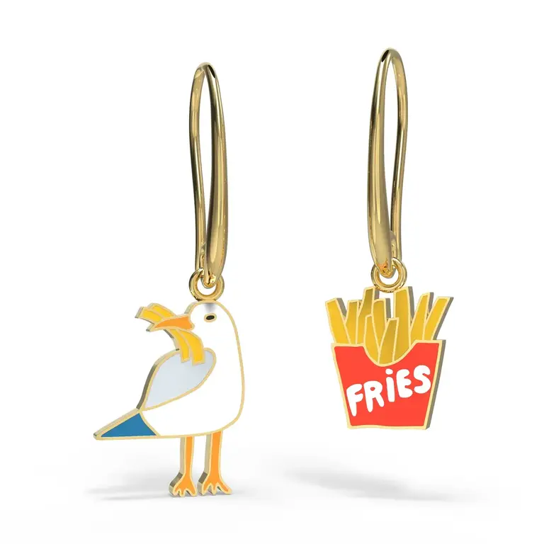 Yellow Owl Yellow Owl Seagull + Fries Enamel Dangle Earrings