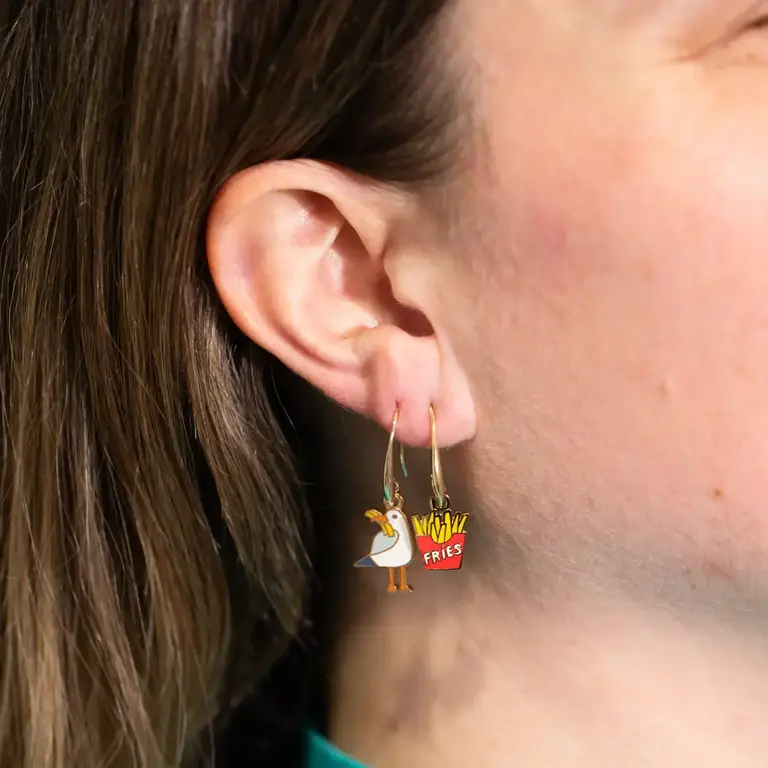 Yellow Owl Yellow Owl Seagull + Fries Enamel Dangle Earrings