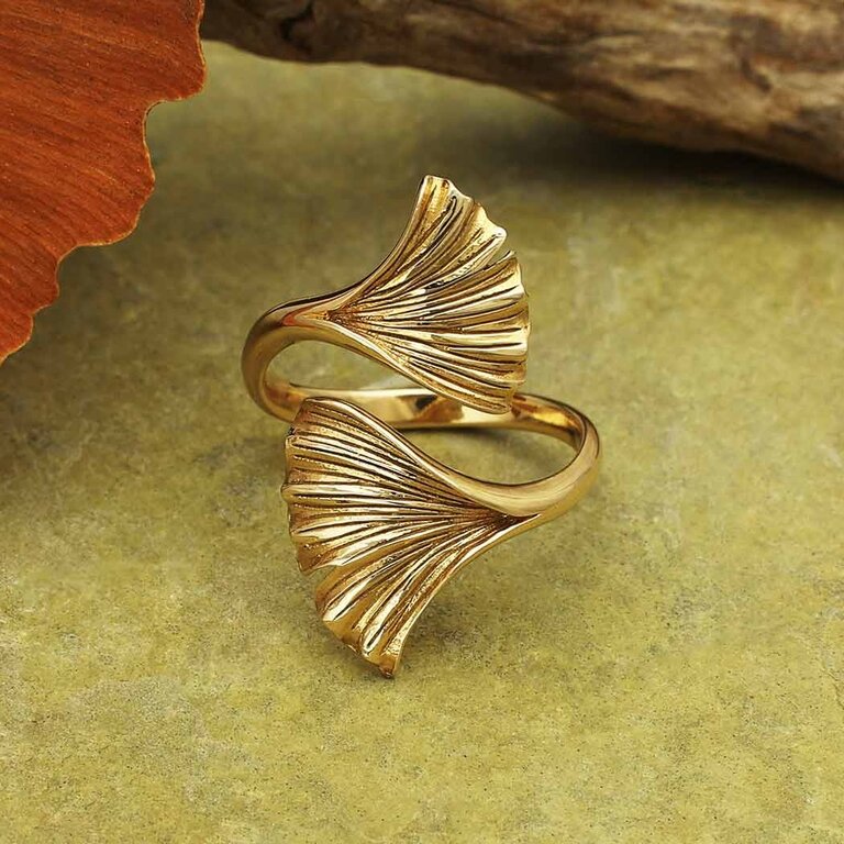 Nina Designs ND Ginkgo Leaf Ring Bronze O/S