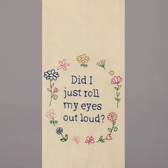 PK Handcraft Embroidered Linen/Cotton Kitchen Towel Eye Roll