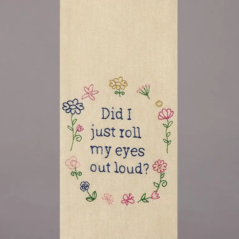 PK Handcraft Embroidered Linen/Cotton Kitchen Towel Eye Roll