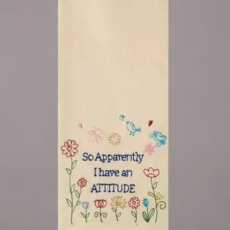 PK Handcraft Embroidered Linen/Cotton Kitchen Towel Attitude