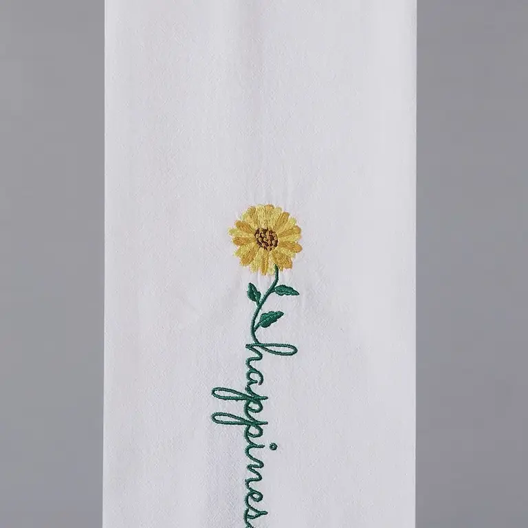 PK Handcraft Embroidered Cotton Kitchen Towel - Happiness