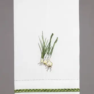 PK Handcraft Embroidered Ramie/Cotton Guest Towel Spring Onions