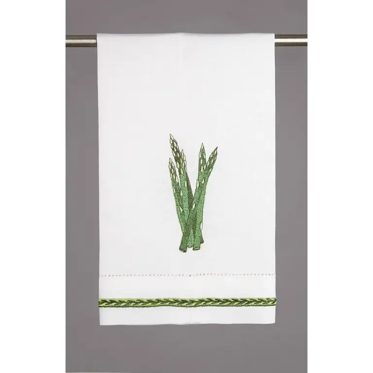 PK Handcraft Embroidered Ramie/Cotton Guest Towel Asparagus