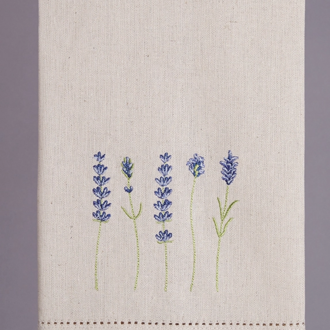 PK Handcraft Linen Blend Embroidered Guest Towel Blue Floral