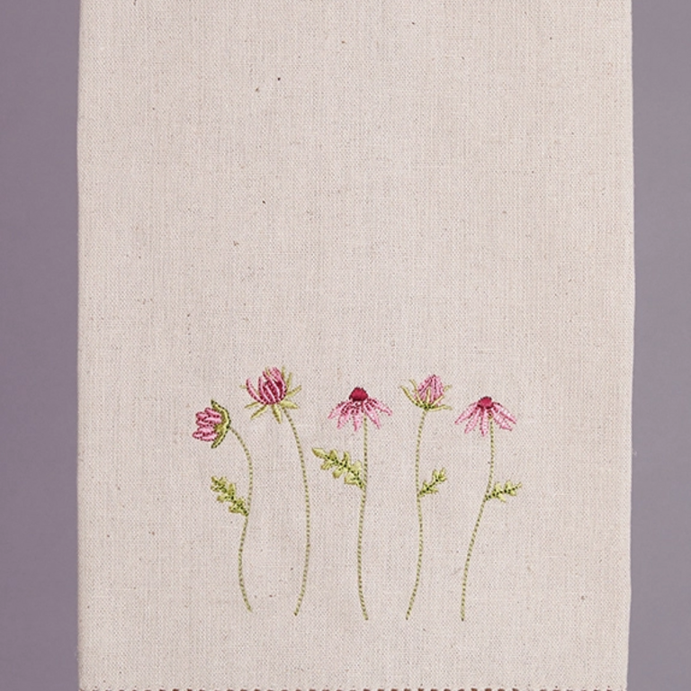 PK Handcraft Linen Blend Embroidered Guest Towel Pink Floral