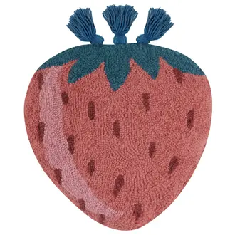 PK Handcraft Tufted Wool Strawberry Tassel Pillow 14"
