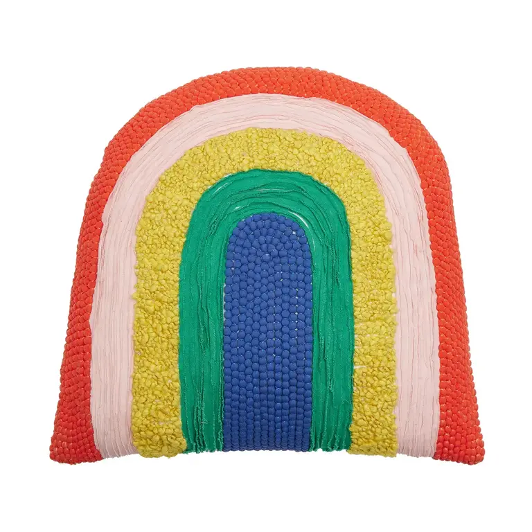 PK Handcraft Tufted Wool Shaped Rainbow Pillow 16"