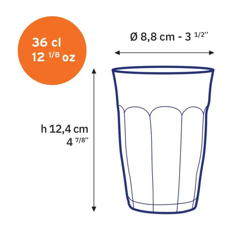 Duralex Picardie Tumbler S/6 360ml - Grey