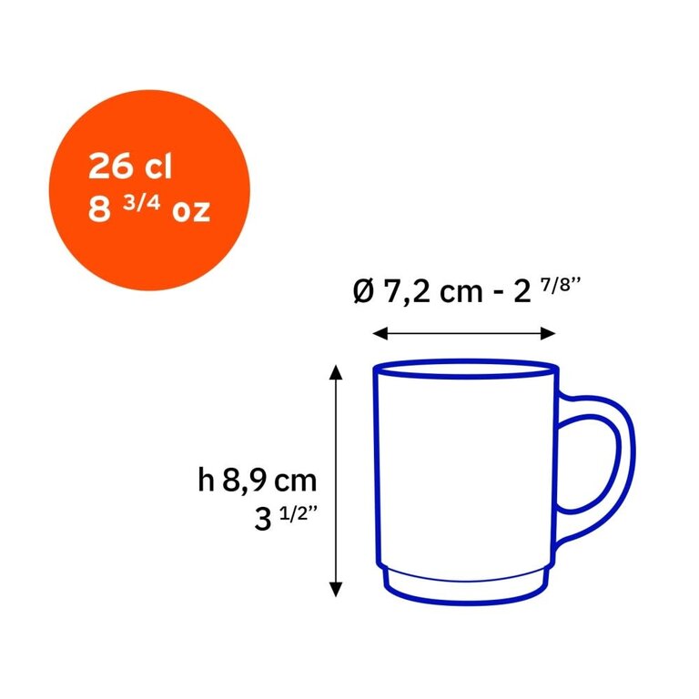 ICM Duralex Open Stock Versailles Mug 260ml - Amber