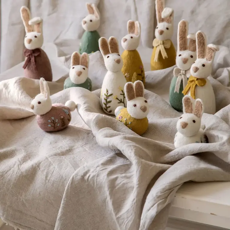 EGS EGS Fair Trade Bunny White Embroidered 20cm