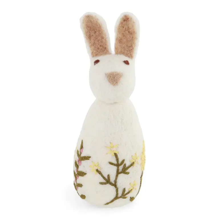 EGS EGS Fair Trade Bunny White Embroidered 20cm