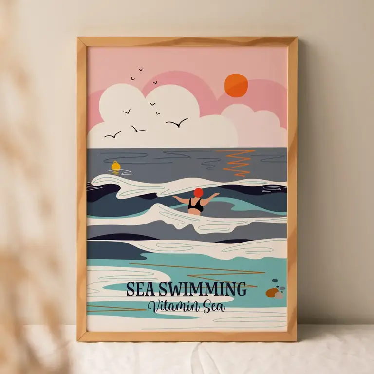 Onneke Onneke Sea Swimming A4 Print (Unframed)