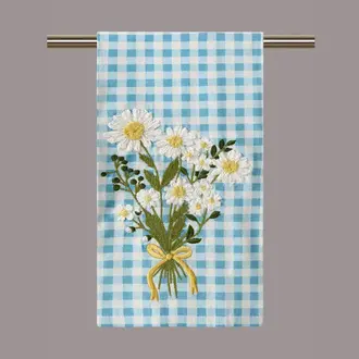 PK Handcraft Embroidered Cotton Kitchen Towel Gingham Daisy