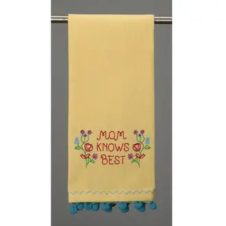 PK Handcraft Embroidered Linen/Cotton Kitchen Towel Mom Knows Best