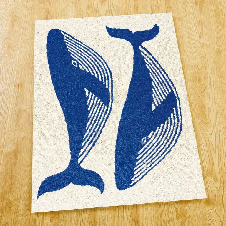 PK Handcraft Tufted Wool Whale Rug 2x3'