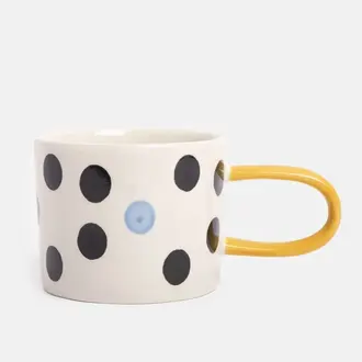 Caroline Gardner Caroline Gardner Blue Accent Mono Dotty Ceramic Mug 8.5oz