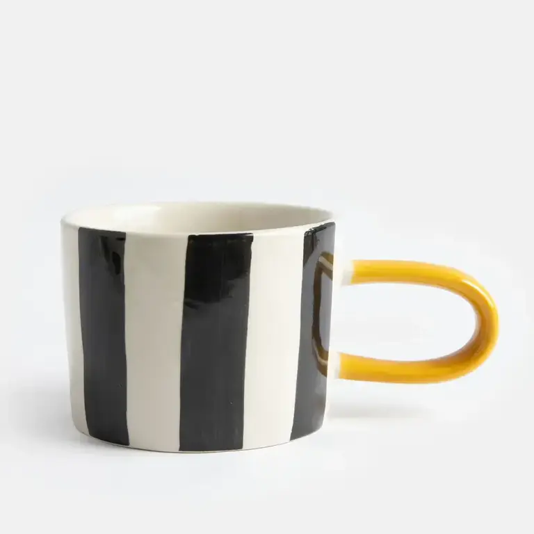 Caroline Gardner Caroline Gardner Mono Big Stripe Ceramic Mug 8.5oz