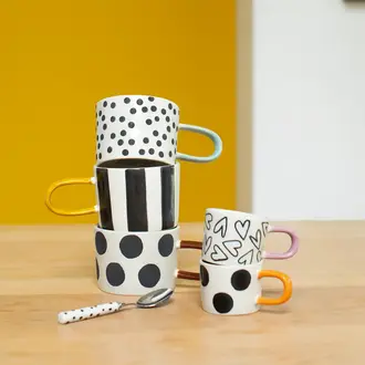 Caroline Gardner Caroline Gardner Mono Ditsy Spot Ceramic Mug 8.5oz