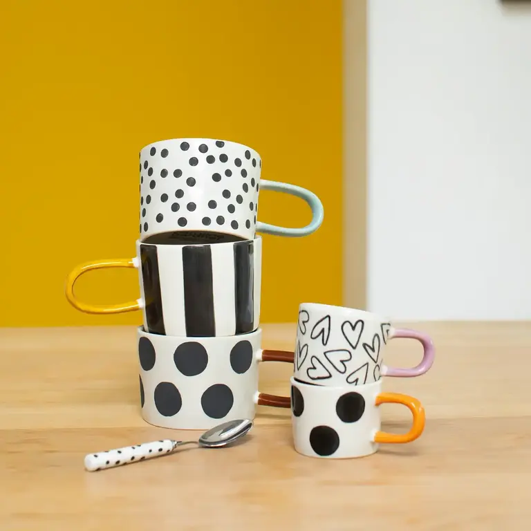 Caroline Gardner Caroline Gardner Mono Ditsy Spot Ceramic Mug 8.5oz