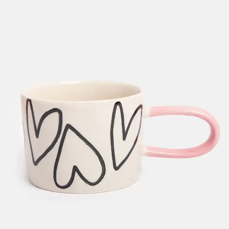 Caroline Gardner Caroline Gardner Mono Hearts Ceramic Mug 8.5oz