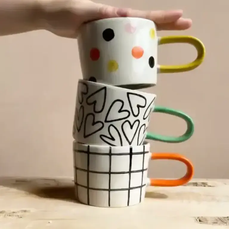 Caroline Gardner Caroline Gardner Multi Dots Ceramic Mug 8.5oz