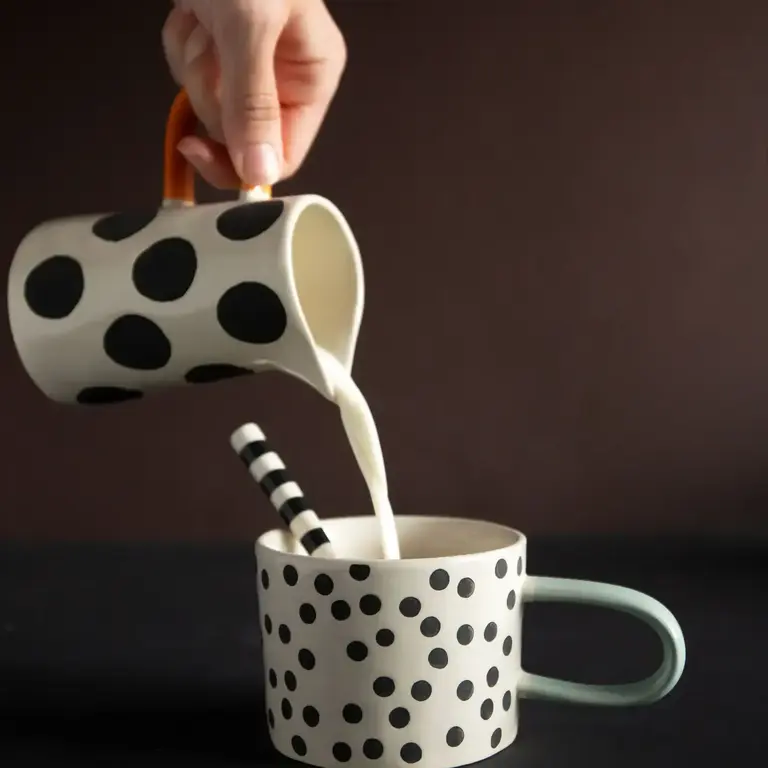 Caroline Gardner Caroline Gardner Mono Spots Stoneware Jug 10 oz