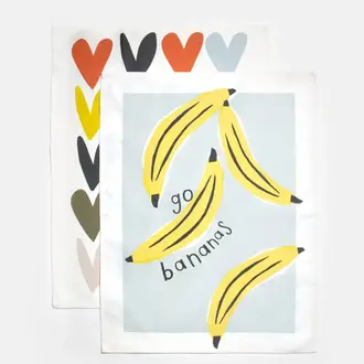 Caroline Gardner Caroline Gardner Tea Towels S/2 Bananas/Hearts