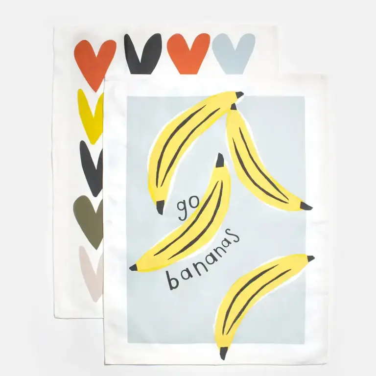 Caroline Gardner Caroline Gardner Tea Towels S/2 Bananas/Hearts