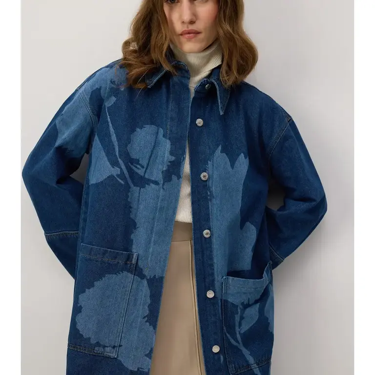 Privé Privé Floral Patterned Denim Coat