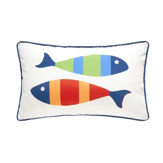 PK Handcraft Canvas Indoor/Outdoor Picket Fish Bolster 12x20" (w. Insert)