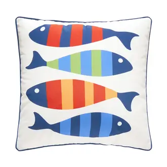 PK Handcraft Canvas Indoor/Outdoor Printed Picket Fish Pillow 20" (w. Insert)