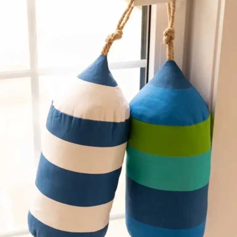 PK Handcraft Canvas Navy/White Buoy Shaped Pillow 18"