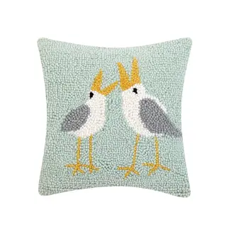 PK Handcraft Tufted Wool Seagulls Pillow 10" (w. Insert)