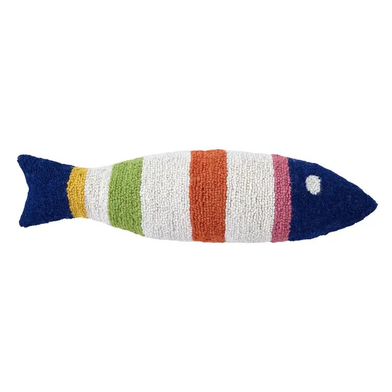 PK Handcraft Tufted Wool Shaped Picket Fish Pillow #1 8x22"