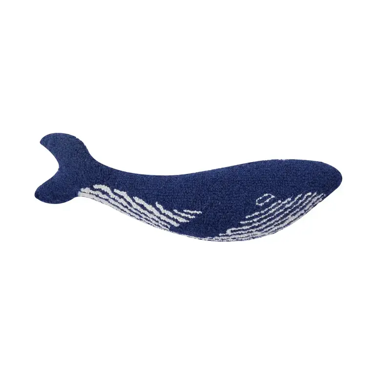 PK Handcraft Tufted Wool Shaped Whale Pillow 8x22"