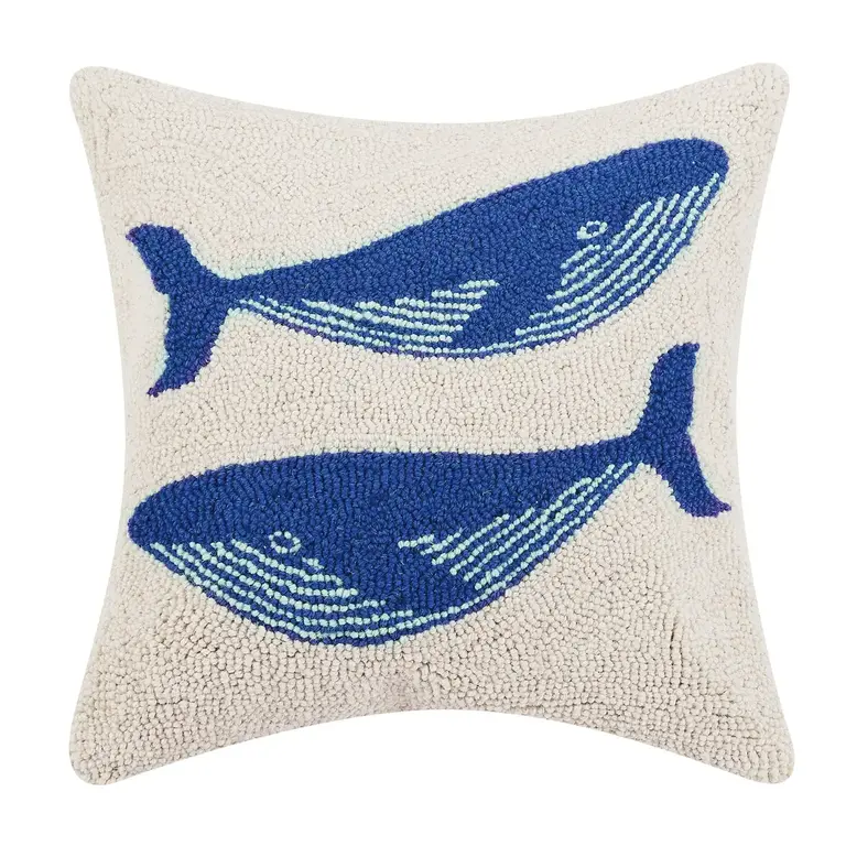PK Handcraft Tufted Wool Whales Pillow 18" (w. Insert)