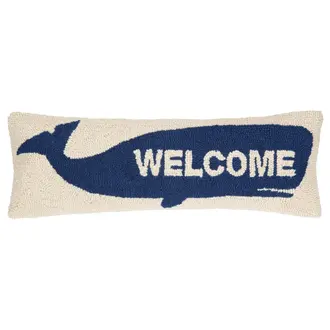 PK Handcraft Tufted Wool Welcome Whale Pillow 8x24" (w. Insert)